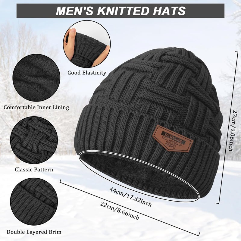 Darller Mens Winter Hats Scarf for Men with Touchscreen Gloves Warm Long Scaves and Skull Caps Beanie Hat Gloves Set - Image 2